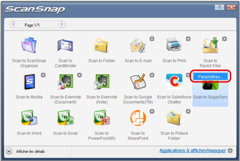 FUJITSU SCANSNAP S1100I - Modifiez les paramètres de Scan to SugarSync. (Ou rendez-vous à l' étape 5.) - 1