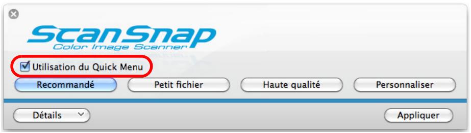 FUJITSU SCANSNAP S1100I - Cochez la case Utilisation du Quick Menu. - 1