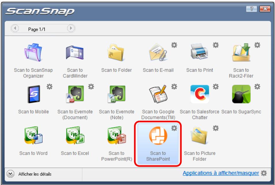 FUJITSU SCANSNAP S1100I - Cliquez sur l'icone de Scan to SharePoint. - 1