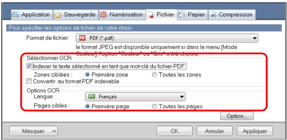 FUJITSU SCANSNAP S1100I - Cochez la case Indexer le texte sélectionné en tant que mot-clé du fichier PDF. - 1
