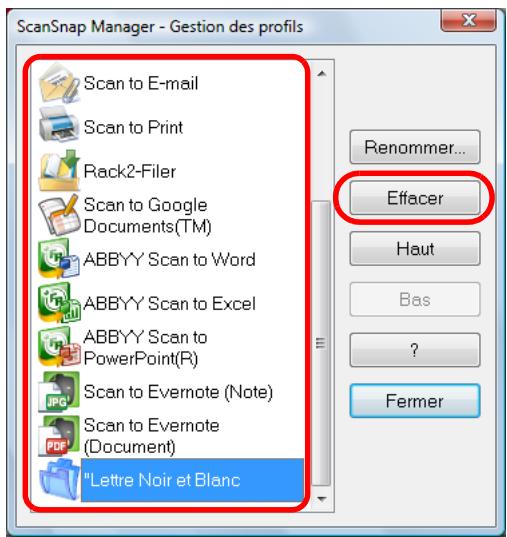 FUJITSU SCANSNAP S1100I - Sélectionnez un profil, puis cliquez sur le bouton Effacer. - 1