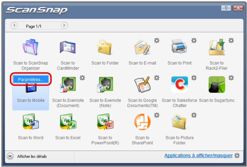 FUJITSU SCANSNAP S1100I - Modifiez les paramètres de Scan to Mobile. (Ou rendez-vous à l'objet 5.) - 1