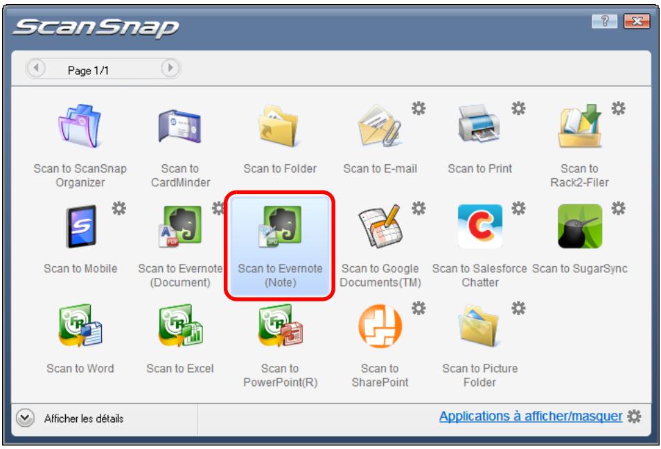 FUJITSU SCANSNAP S1100I - Cliquez sur l'icone de Scan to Evernote (Note). - 1