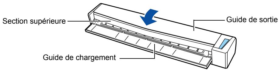 FUJITSU SCANSNAP S1100I - Ouvrez la section supérieure et le guide de sortie. - 1
