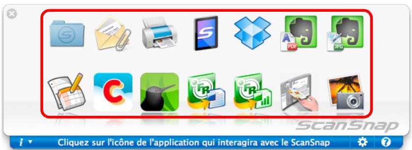 FUJITSU SCANSNAP S1300I - Dans le Quick Menu, cliquez sur l'icone de l'application qui interagira avec ScanSnap Manager. - 1