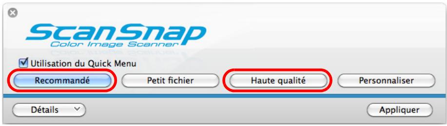 FUJITSU SCANSNAP S1300I - Sélectionnez le bouton Recommédu ou le bouton Haute qualité. - 1