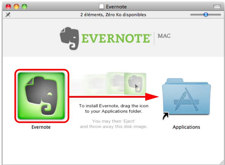 FUJITSU SCANSNAP S1300I - Glissez l'icone d'Evernote sur l'icone des Applications. - 1
