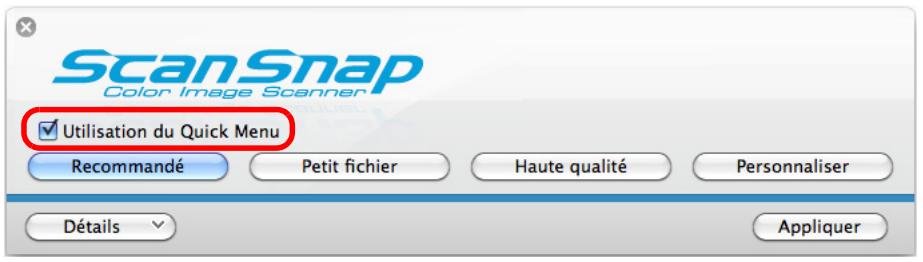 FUJITSU SCANSNAP S1300I - Cochez la case Utilisation du Quick Menu. - 1