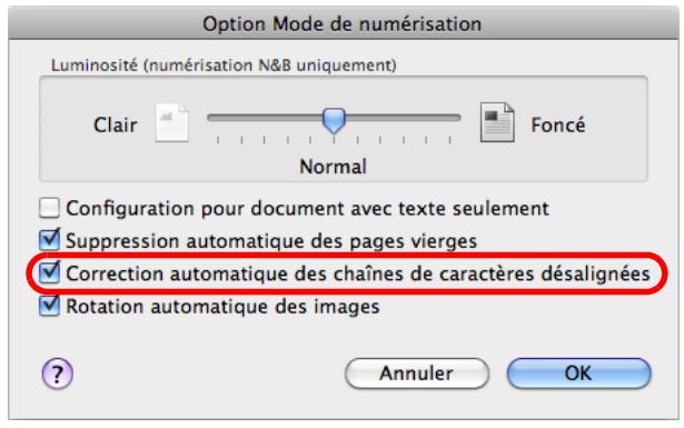 FUJITSU SCANSNAP S1300I - Cochez la case Correction automatique des chaînes de caractères désalignées. - 1