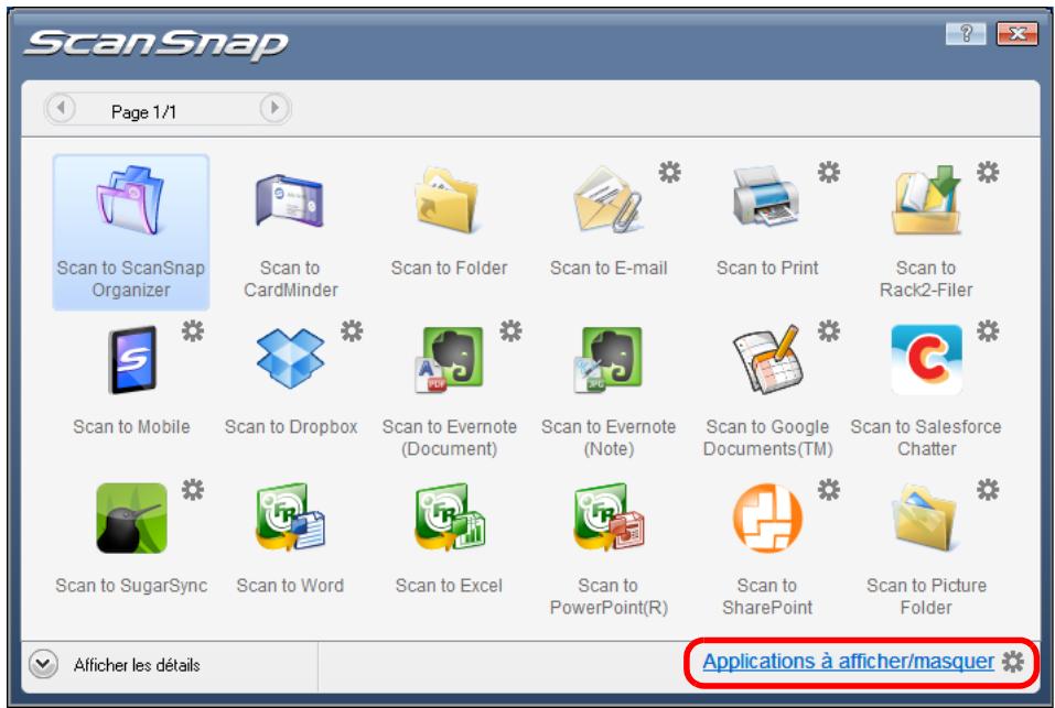FUJITSU SCANSNAP S1300I - Cliquez sur Applications à afficher/masquer dans le Quick Menu. - 1