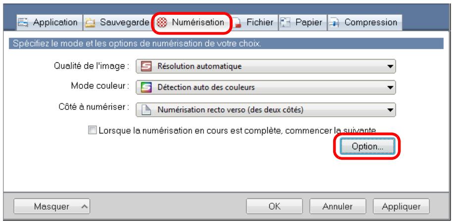 FUJITSU SCANSNAP S1300I - Cliquez sur le bouton Option de l'onglet Numérisation. - 1