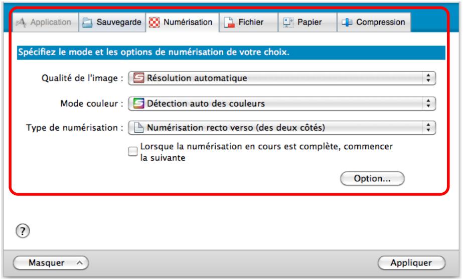 FUJITSU SCANSNAP S1300I - Modifiez les paramètres de numérisation dans chaque onglet. - 1