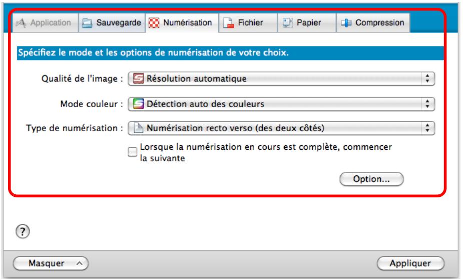 FUJITSU SCANSNAP S1300I - Configurez les paramètres de numérisation dans chaque onglet. - 1