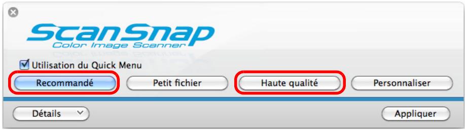 FUJITSU SCANSNAP S1300I - Sélectionnez le bouton Recommédu ou le bouton Haute qualité. - 1