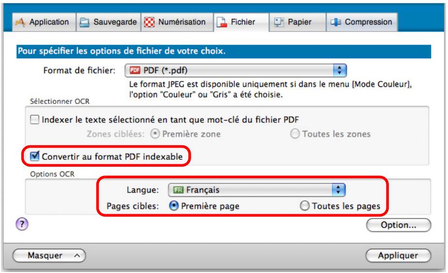 FUJITSU SCANSNAP S1300I - Cochez la case Convertir au format PDF indexable. - 2