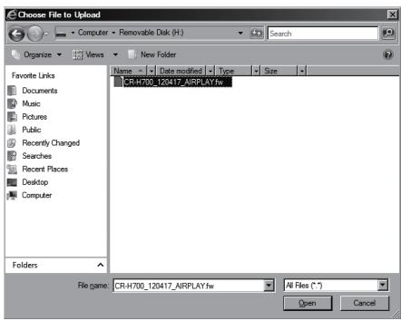 TEAC NPH750 S - Click Browse..., and then select the desired firmware file (.fw). - 3