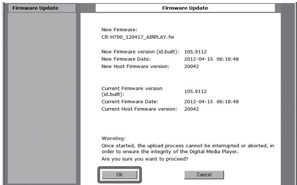 TEAC NPH750 S - Click "OK" to start the firmware update. - 1