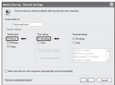 TEAC NPH750 S - Configure detailed sharing settings. Click "OK". - 1