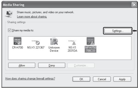 TEAC NPH750 S - Click"Settings...". - 1