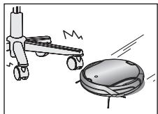 SAMSUNG SR8950 - De robotstofzuiger kanijdens het zuigen gegen meubels, zoals stoelpoten, tafelpoten, smalle en lange meubels enz., opbotsen. - 1