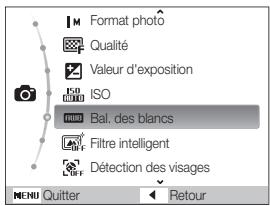 SAMSUNG DV90K6000CW - Exemple : sélection de l'option de balance des blancs en mode - 2