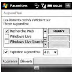 PALMONE TREO PRO - Selection des éléments qui apparaissent à l'écran Aujourd'hui - 1