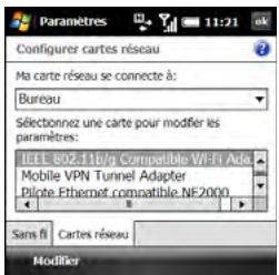 PALMONE TREO PRO - Personnalisation des paramètres de la carte réseau - 1