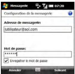 PALMONE TREO PRO - Configuration d'un compte POP/IMAP dans l'application de messagerie : principaux fournisseurs de services de messagerie - 1