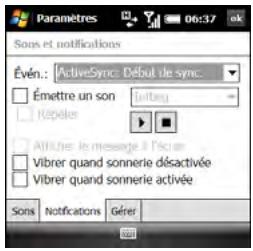PALMONE TREO PRO - Sélection de sons et de notifications - 2