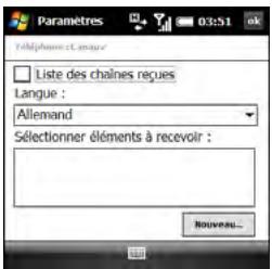 PALMONE TREO PRO - Sélection des options des chaînes de diffusion - 1