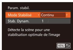 CANON POWERSHOT G7X MII - Modification des réglages de l'option Mode Stabilisé - 3