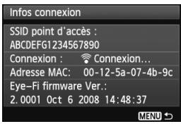 CANON EOS 600D - Affichez les informations de connexion. - 2