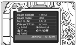 CANON EOS 600D - INFO. Vérification des réglages de l'appareil photo - 1