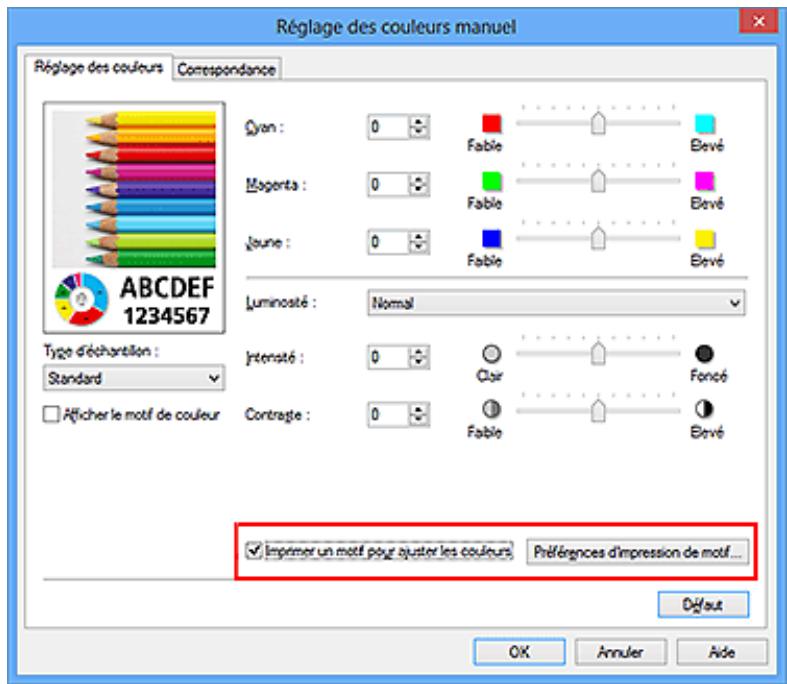 CANON PIXMA MG2555 - Réglage de l'intensité/du contraste à l'aide de modèles (pilote d'imprimante) - 2