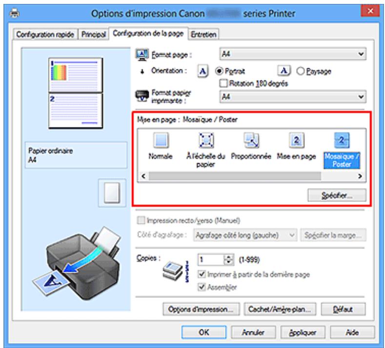 CANON PIXMA MG2555 - Configuration de l'impression Mosaïque/Poster - 1
