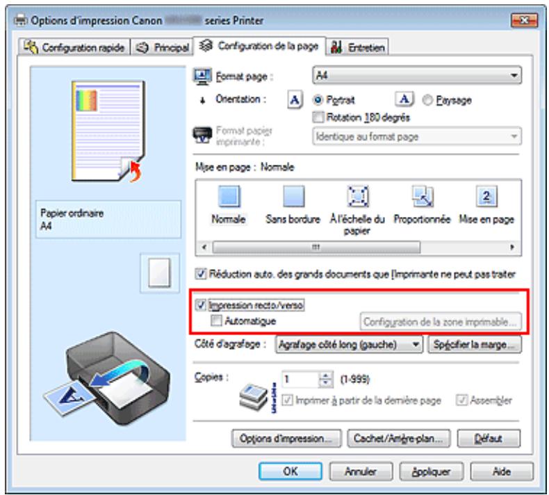 CANON PIXMA MG3150 - Définissez l'impression recto/verso. - 1