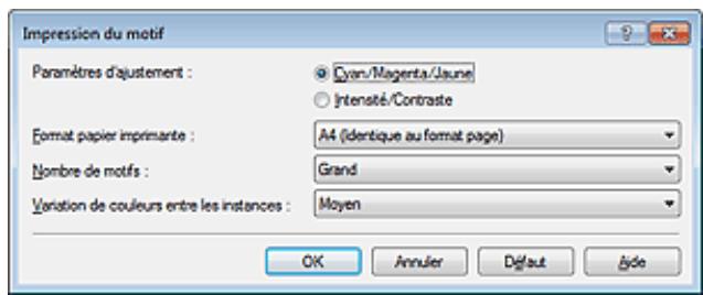 CANON PIXMA MG3150 - Configuration de l'impression du motif - 1