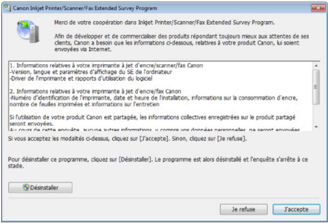 CANON PIXMA MG3150 - L'écran Inkjet Printer/Scanner/Fax Extended Survey Program s'affiche - 1