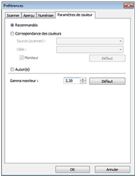 CANON PIXMA MG3150 - Onglet Paramètres de couleur - 1