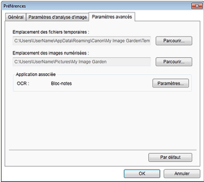 CANON PIXMA MG3150 - Onglet Paramètres avances - 1