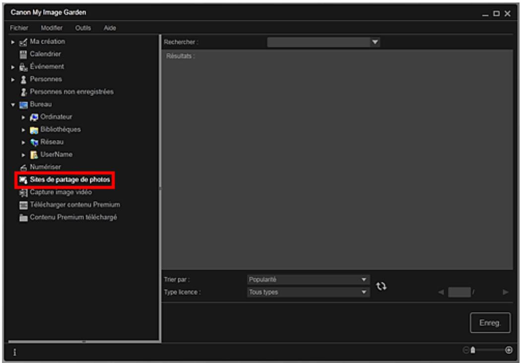 CANON PIXMA MG3150 - Cliquez sur Sites de partage de photos. - 1