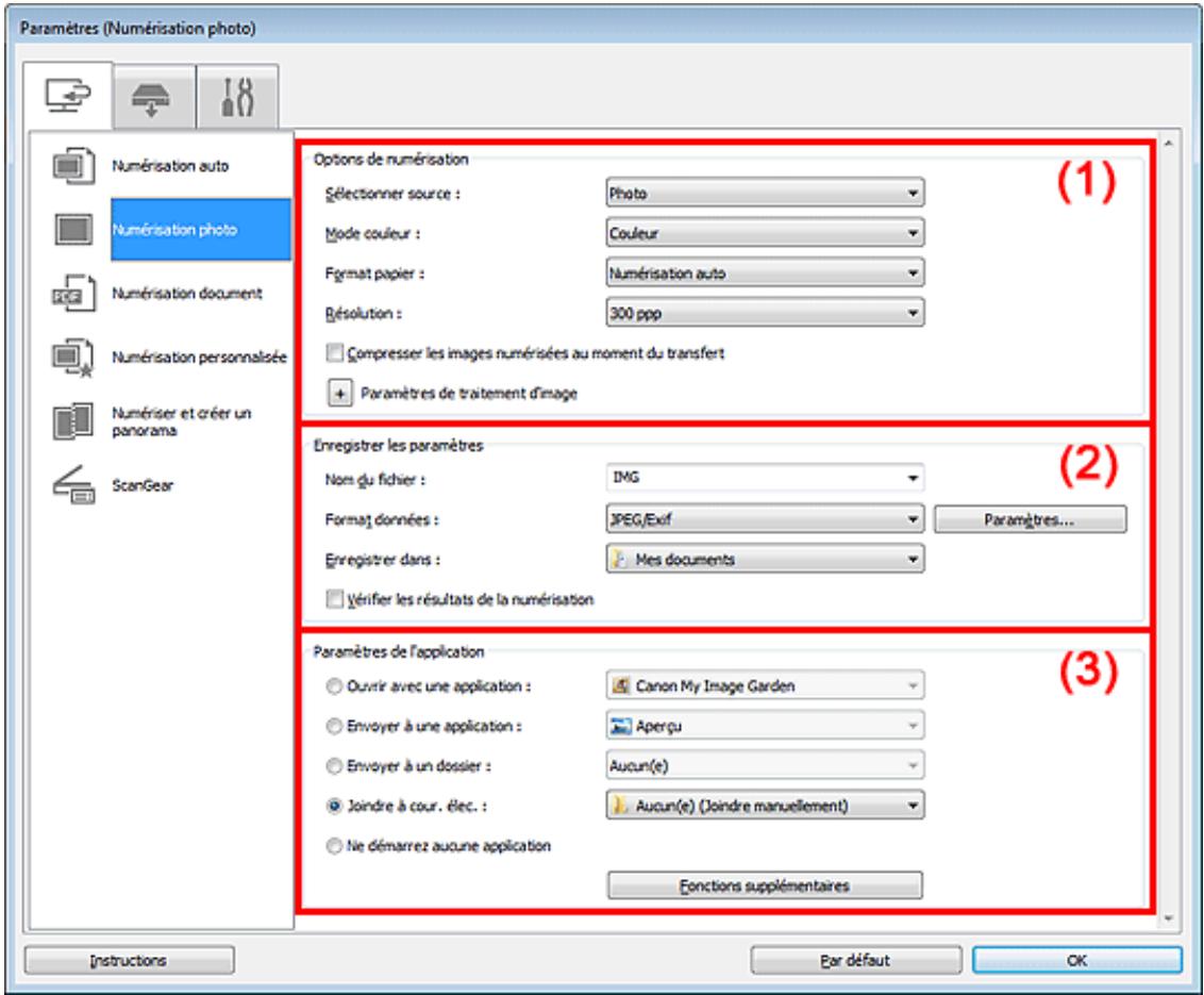 CANON PIXMA MG3150 - Boîte de dialogue Paramètres (Numérisation photo) - 1