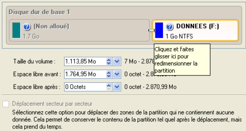 PARAGON SOFTWARE PARTITION MANAGER 10 PROFESSIONAL - Étes-vous sûr de pouvoir déplacer ou redimensionner le volume [f:] ? - 1