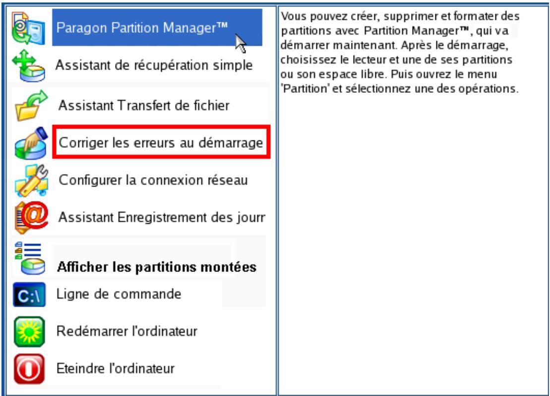 PARAGON SOFTWARE PARTITION MANAGER 10 PROFESSIONAL - Corriger le demarrage de windows - 3