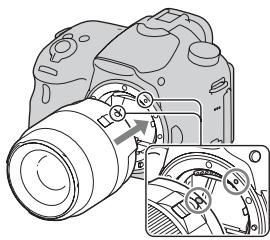 SONY ALPHA SLT-A58 - Po srovnani oranzovych značek (značky nasazení) na objektivu a fotoaparátu pripevněte objektiv. - 1