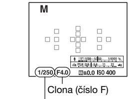 SONY ALPHA SLT-A58 - Otáčením otočného ovladace nastavte rychlost záverky a pri stisknutí tlacítka AV nastavte clonu otáčením otočného ovladace. - 2