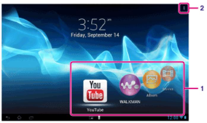 SONY SGP-T212 - Utilisation du « sélecteur d'appli » avec la tablette fixée au sound dock - 1