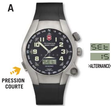 VICTORINOX SWISS ARMY ST 5000 - RÉGLER LE TEMPS DE RÉACTION DE L'AFFICHAGE (À PARTIR DU MODE DE CALIBRATION DE LA BOUSSOLE) - 1
