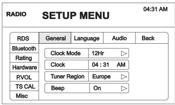 AUDIOVOX VME 9325 BTA - SETUP MENU - 1