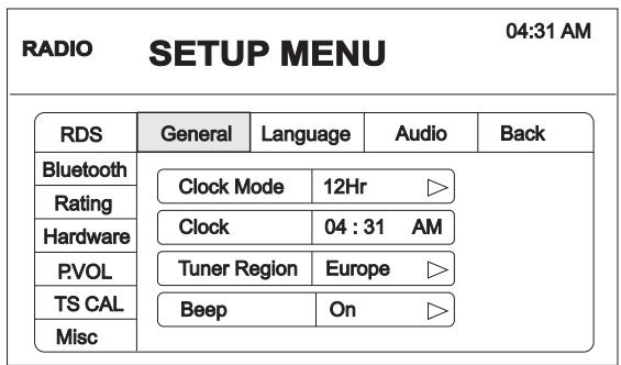 AUDIOVOX VME 9325 BTA - SETUP MENU - 1